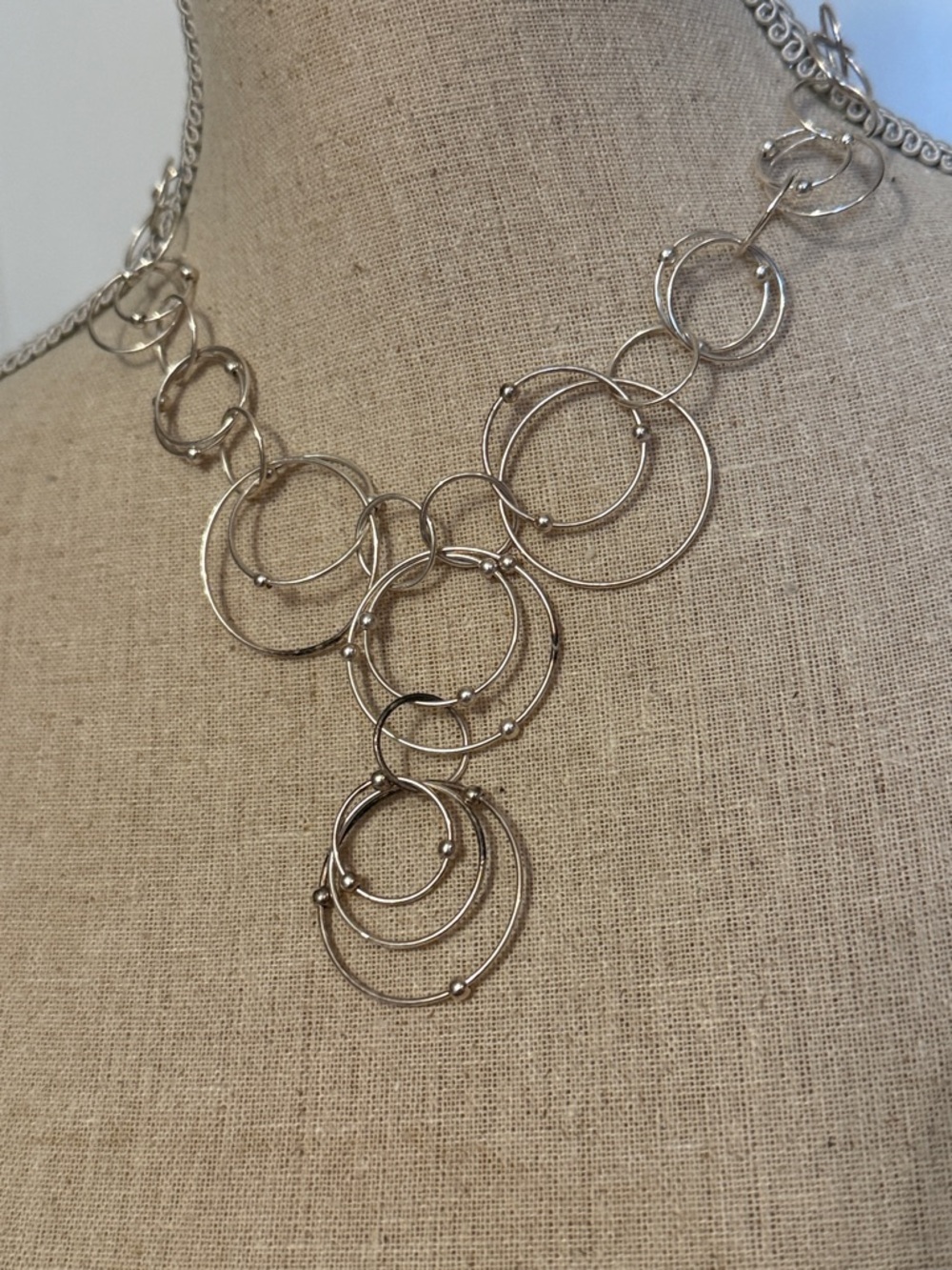 DESIGNER PRI ITALY NECKLACE Y 925 STERLING SILVER CIRCLES 17โ 22.8 g
